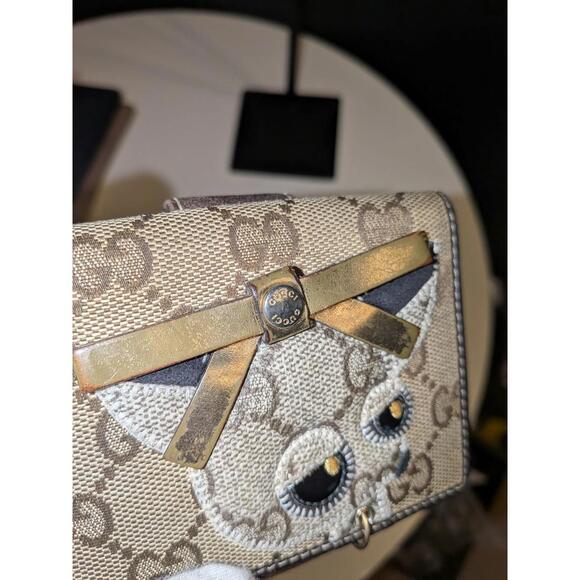 GUCCI Guccioli Brando Chihuahua GG Logo Supreme Canvas Leather Bifold Wallet - Picture 7 of 7